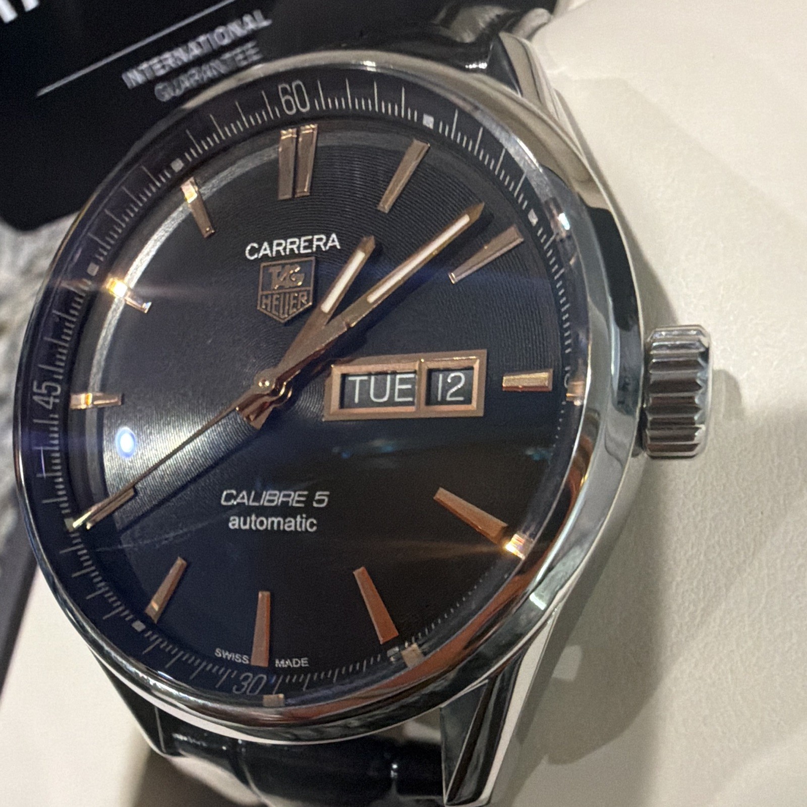TAG Heuer Carrera Calibre 5 Automatic 41mm Blue Dial Day/Date 100m Box