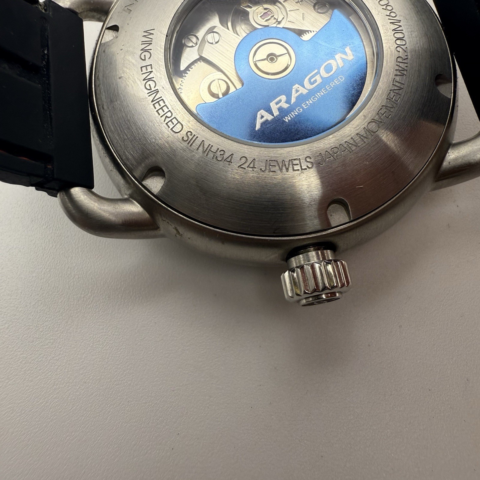 Aragon K1 A592 Sun & Moon Automatic Watch Red Dial NH34 200M Stainless