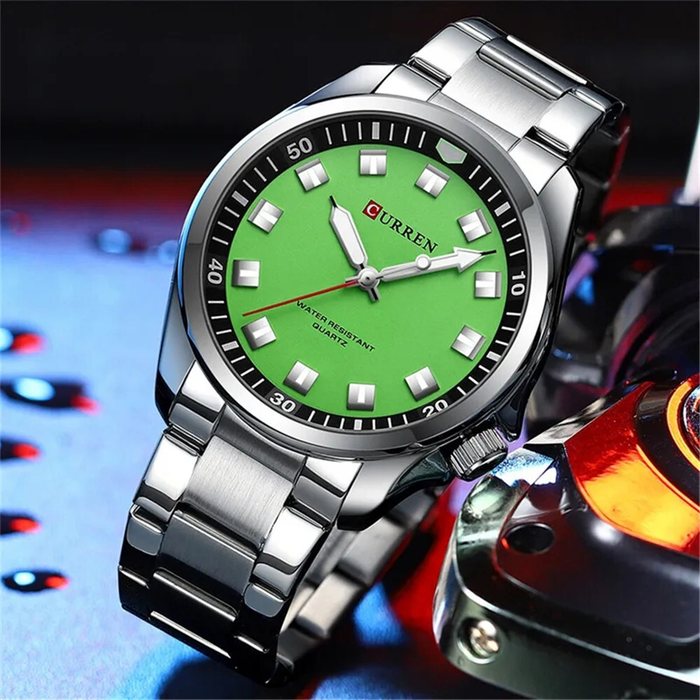 CURREN Men Quartz Watch Stainless Steel Luminous Wristwatch Male Sport Watches