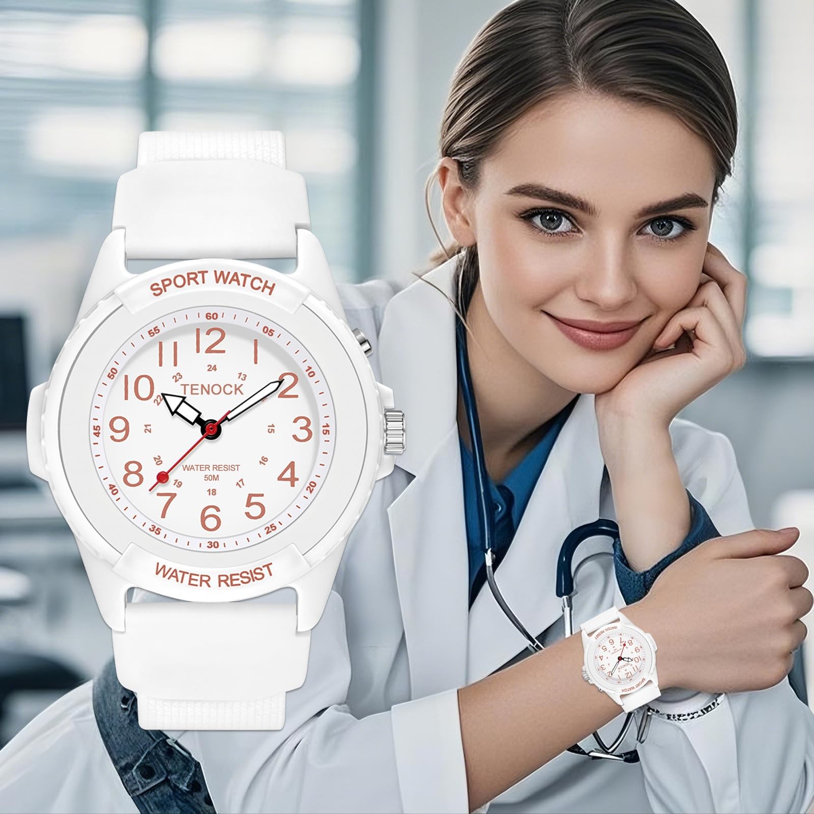 TENOCK Waterproof Nurse Watch for Medical Professionals Students Women Men, N…