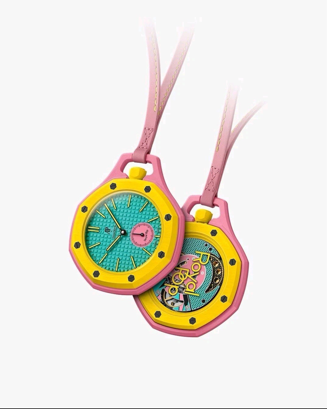 Swatch x Audemars Piguet Royal Pop Otg Roz Pocket Watch… with Wristband