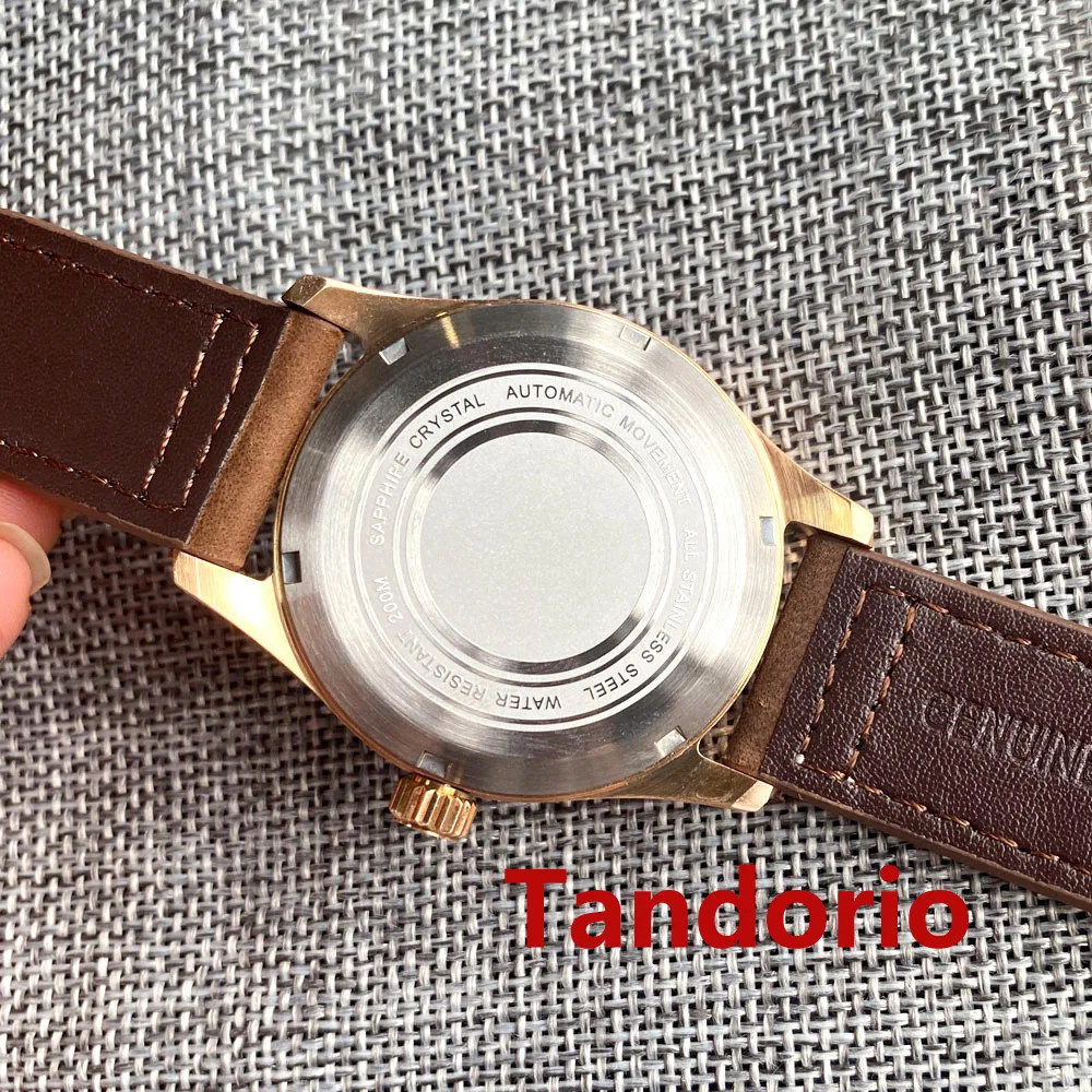 Tandorio 39mm Pilot Full Cusn8 Bronze Japan NH35 Automatic Men Watches 20ATM