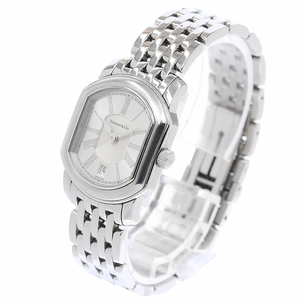 Tiffany & Co. Mark Coupe Date Quartz Ladies Watch Silver Dial Accessary Auth