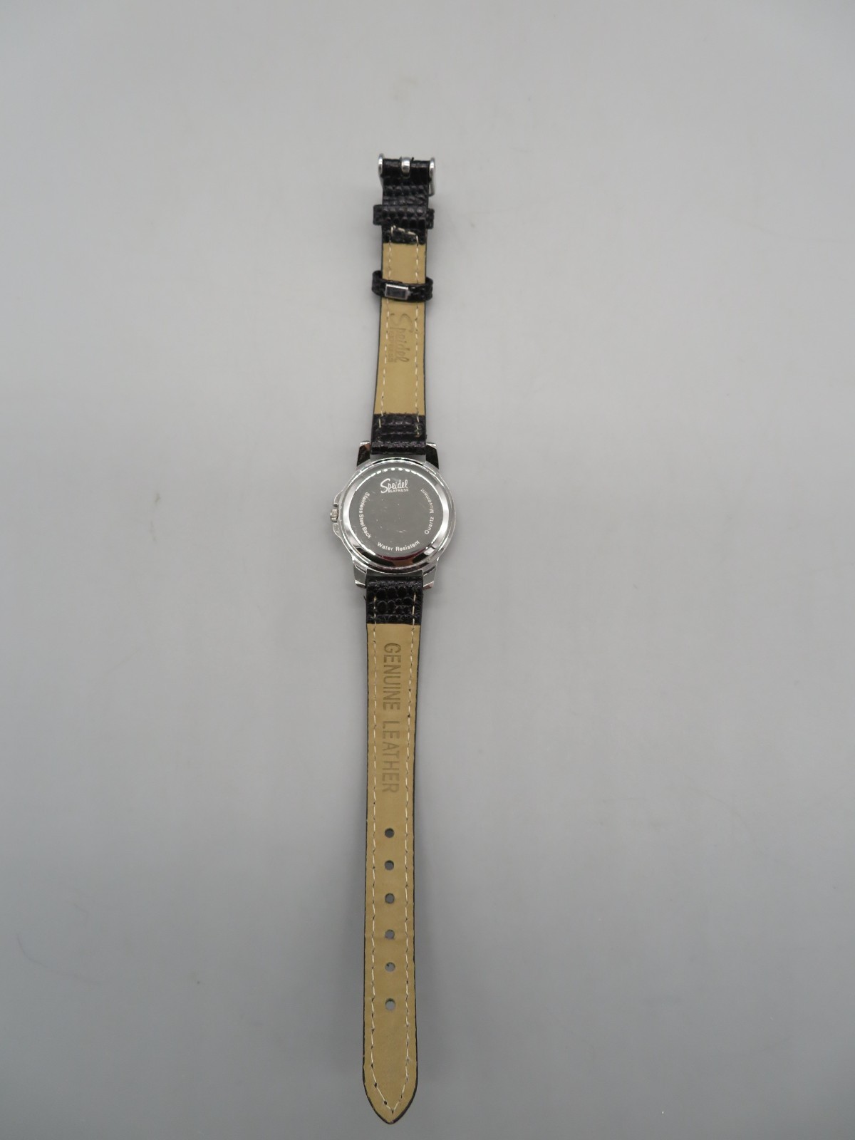 Speidel Express Silver Tone Watch Water Resistant Black Band New Battery