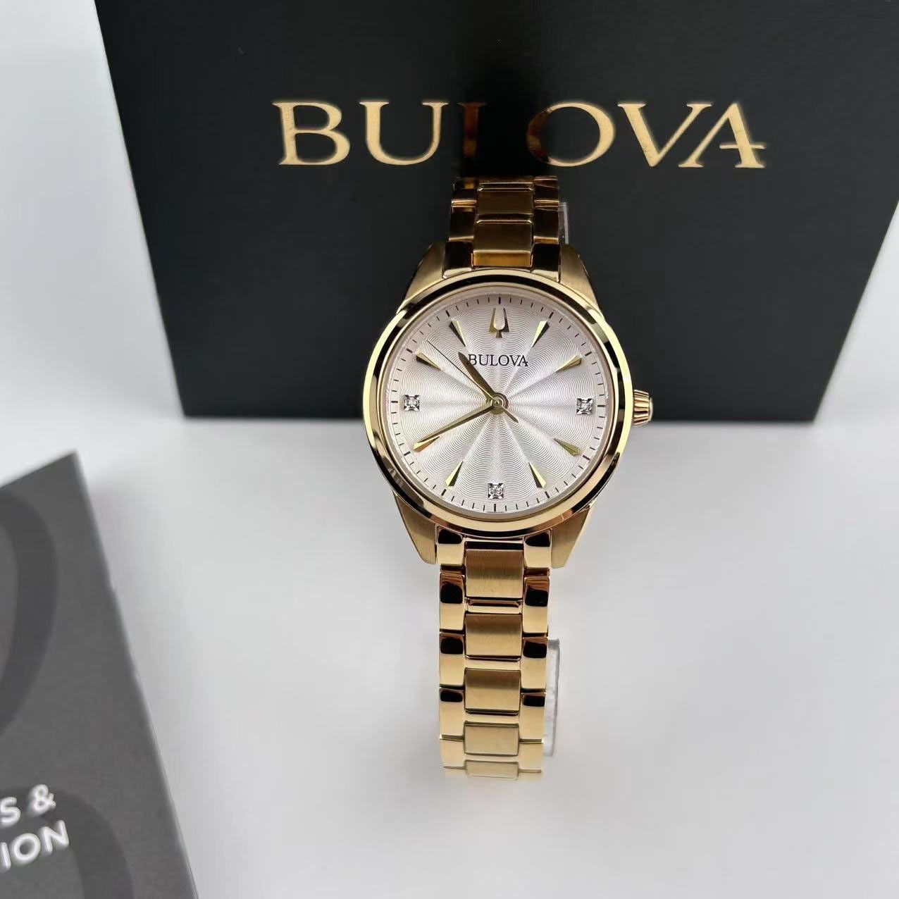 New Bulova Sutton 97P150 White Diamond Dial Stainless Steel Women’s Quartz Watch
