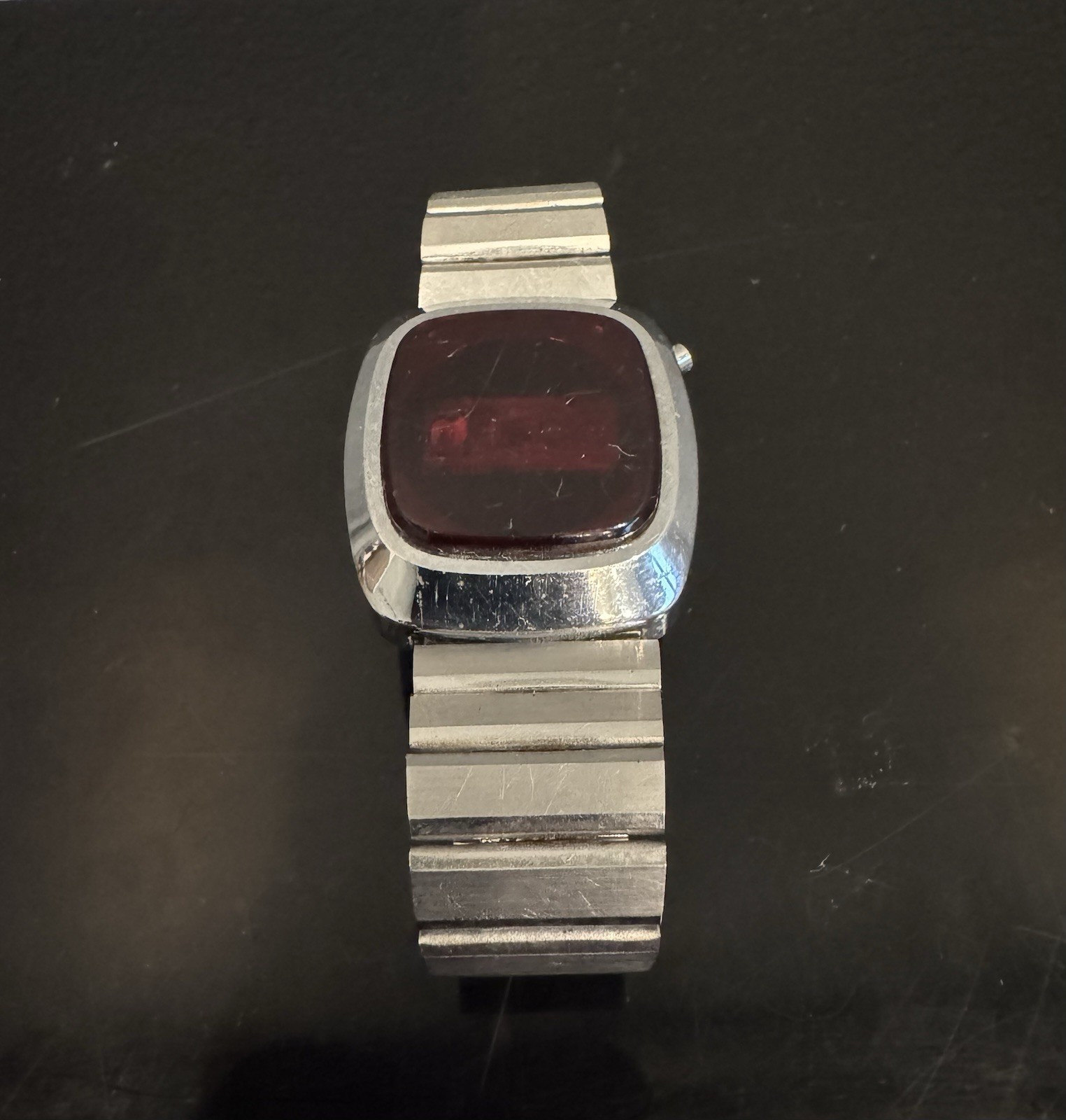 Vintage 1970s COMMODORE Time Master Watch Red LED Display France SA Clasp 70s