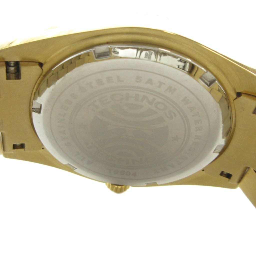 Technos T9604 Quartz Men’s Watch 35mm Gold Steel Black Dial AB Condition