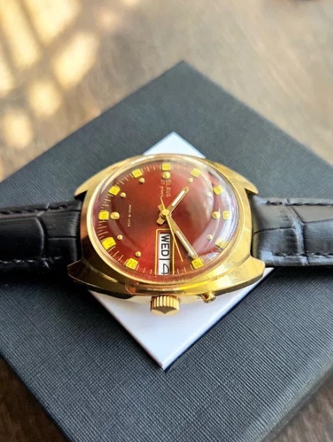 Vintage mechanical watch Slava automatic 27 jewels USSR Soviet men’s wristwatch