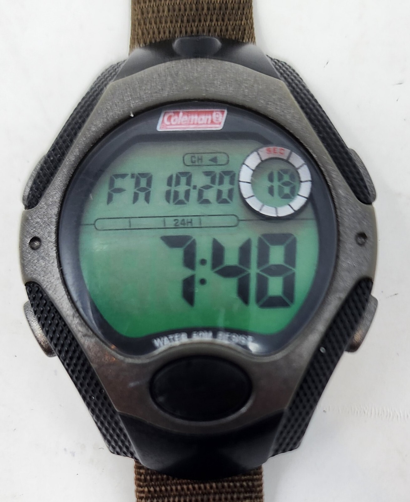 Men’s COLEMAN Green Digital LCD Light-Up Outdoors Watch, Timer, Alarm, 40-878