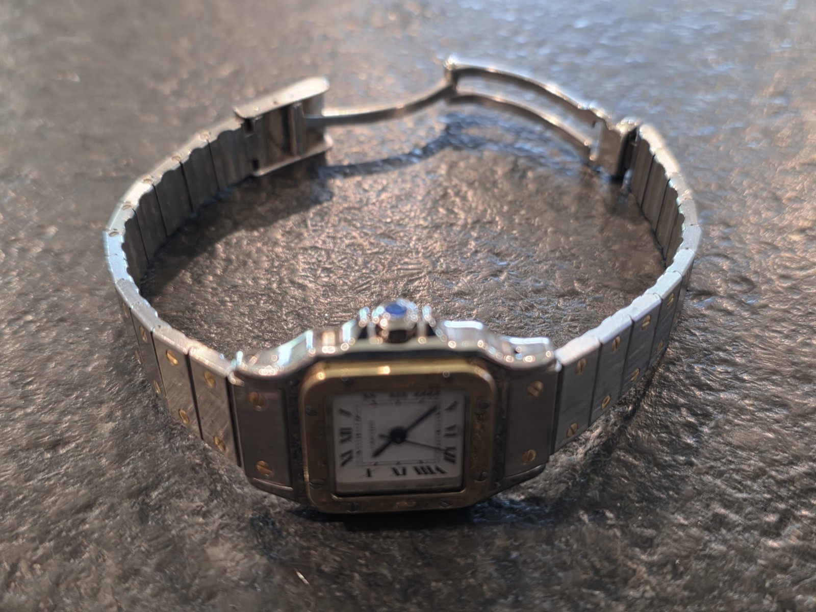Ladies Cartier Santos Two-Tone Square Quartz Date Watch w/ Box & Booklets