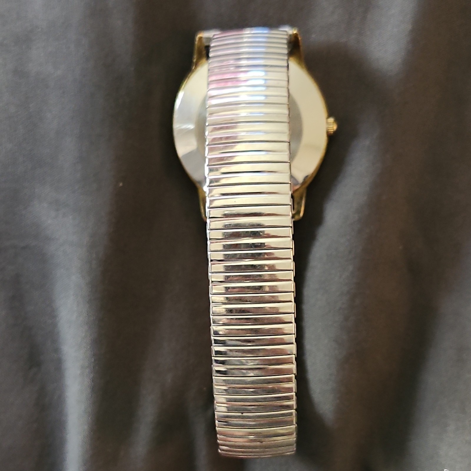 Square D Company Quartz Analog Logo Dial Gold Tone SS Case Silver SS Band