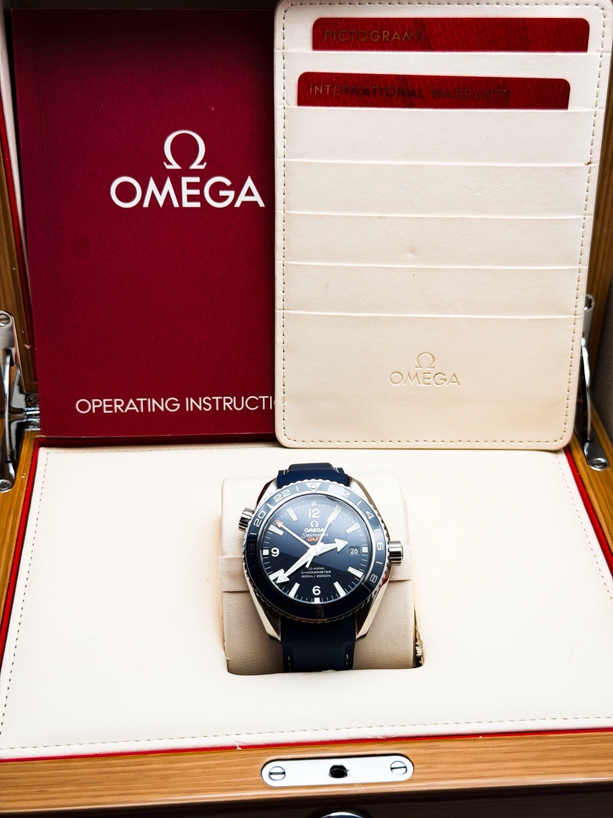 2024 Omega Planet Ocean GMT Titanium Blue 43.5mm Full Set, Box & Papers