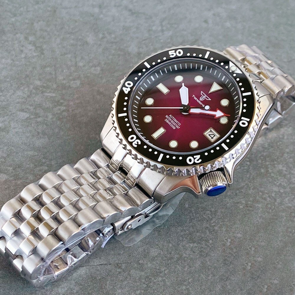 Tandorio 41mm Sapphire 20ATM Luminous Automatic NH35 Men Watch Steel Band Date