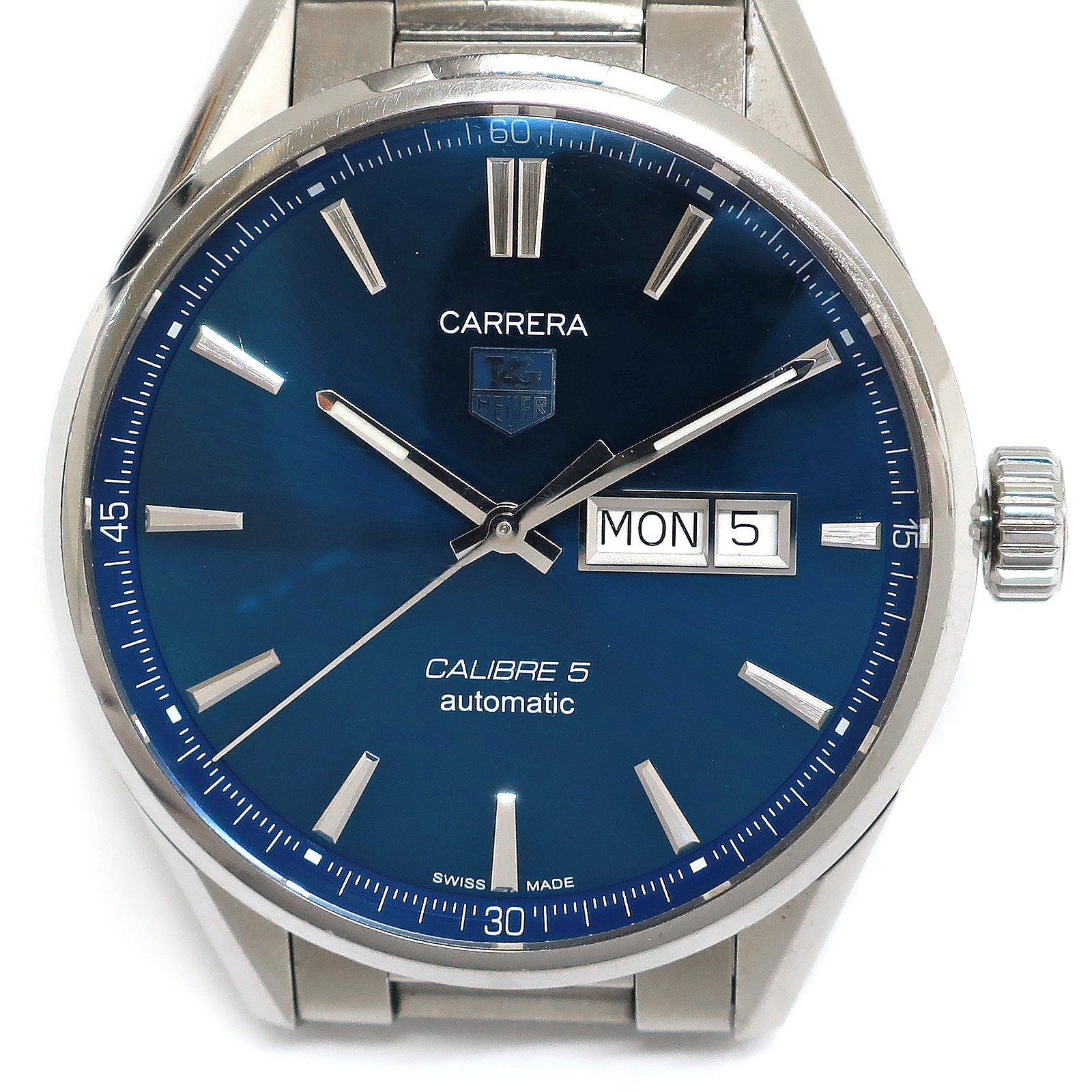 TAG Heuer CARRERA CALIBRE 5 WAR201E.BA0723 S.Steel Automatic Men’s Watch #1500B