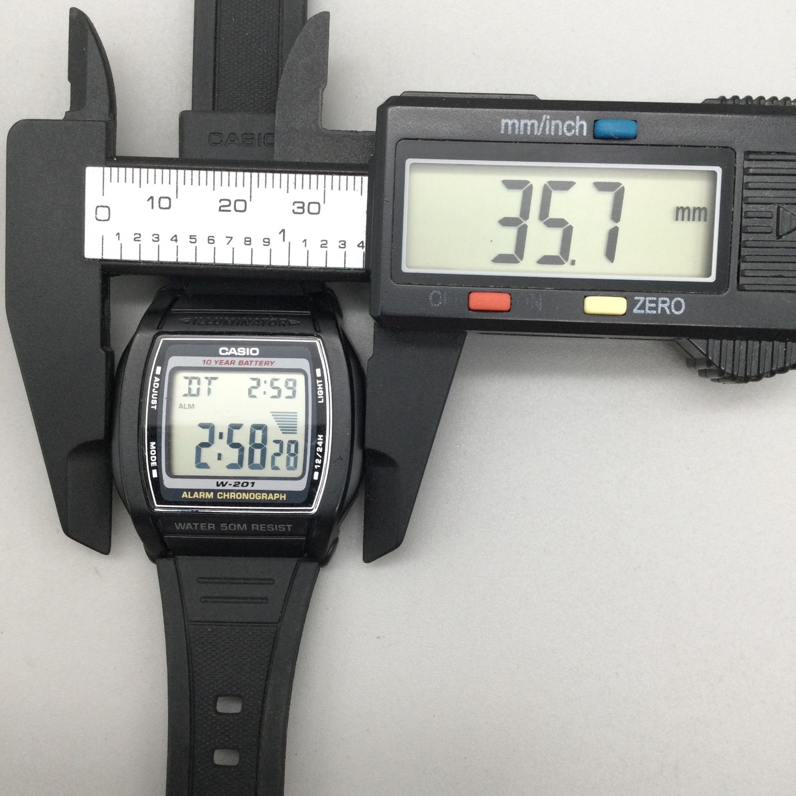 Casio Illuminator Watch Men 36mm Black Gray Dial 2879 W-201 Day Date Alarm