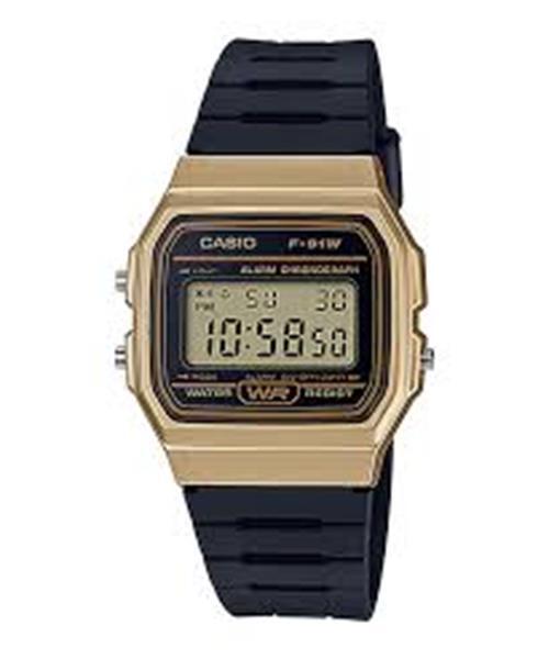 Casio Men’s Quartz Plastic Resin Black Color Gold Dial Casual Watch F-91WM-9ACF