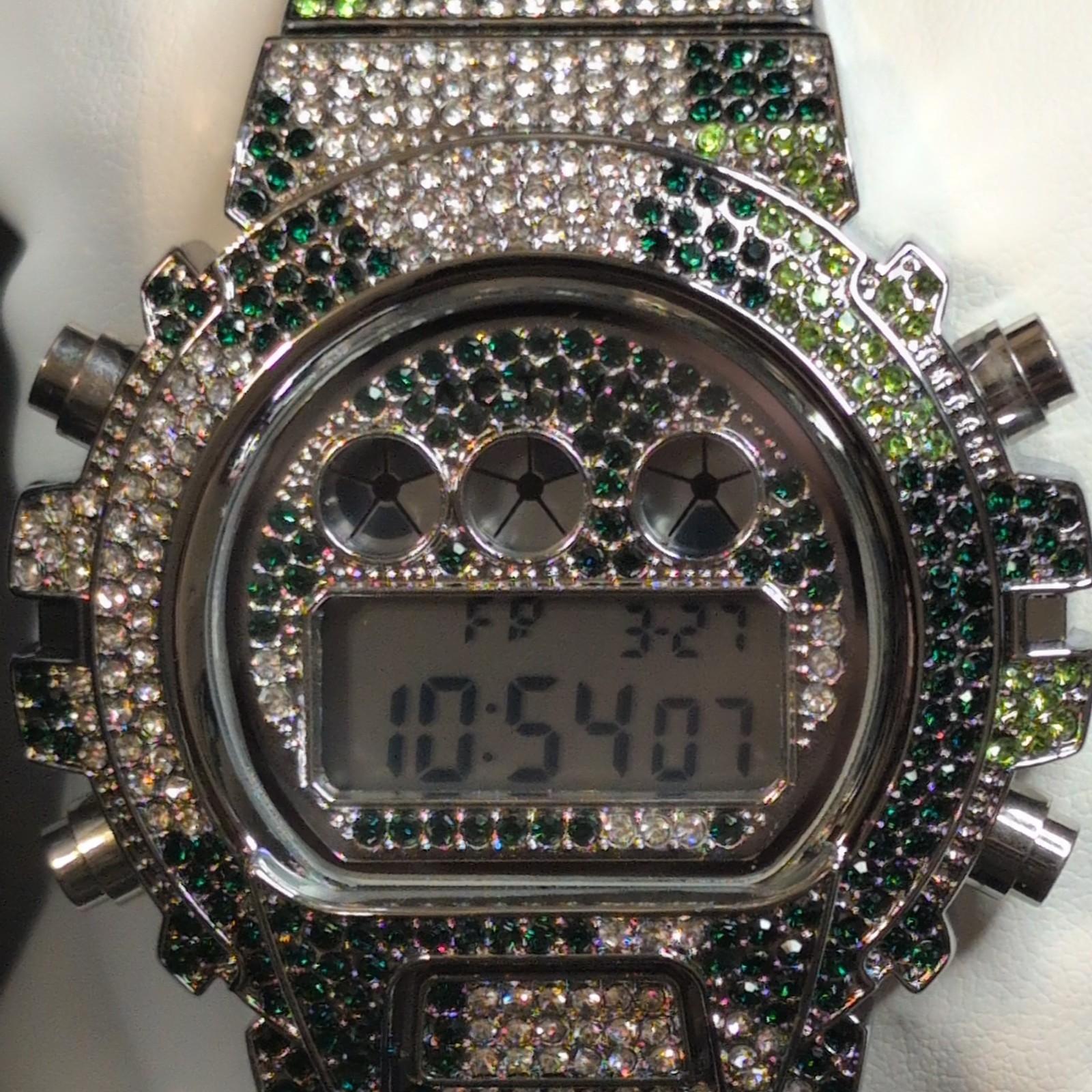 Activa X Invicta Mens Watch 51mm Silver Tone Camo Green ICE Bling ACW4019-006