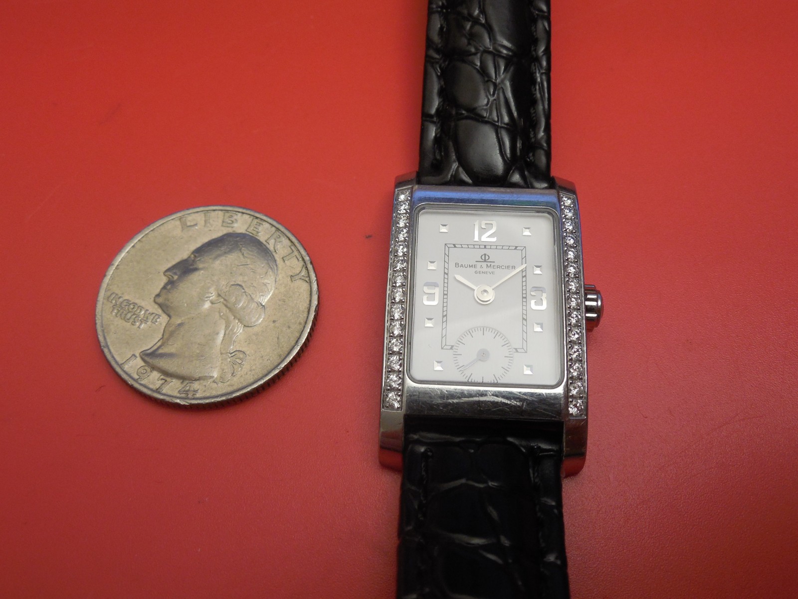 BAUME MERCIER DIAMOND CASE 20MM WIDE STEEL HAMPTON DRESS WATCH