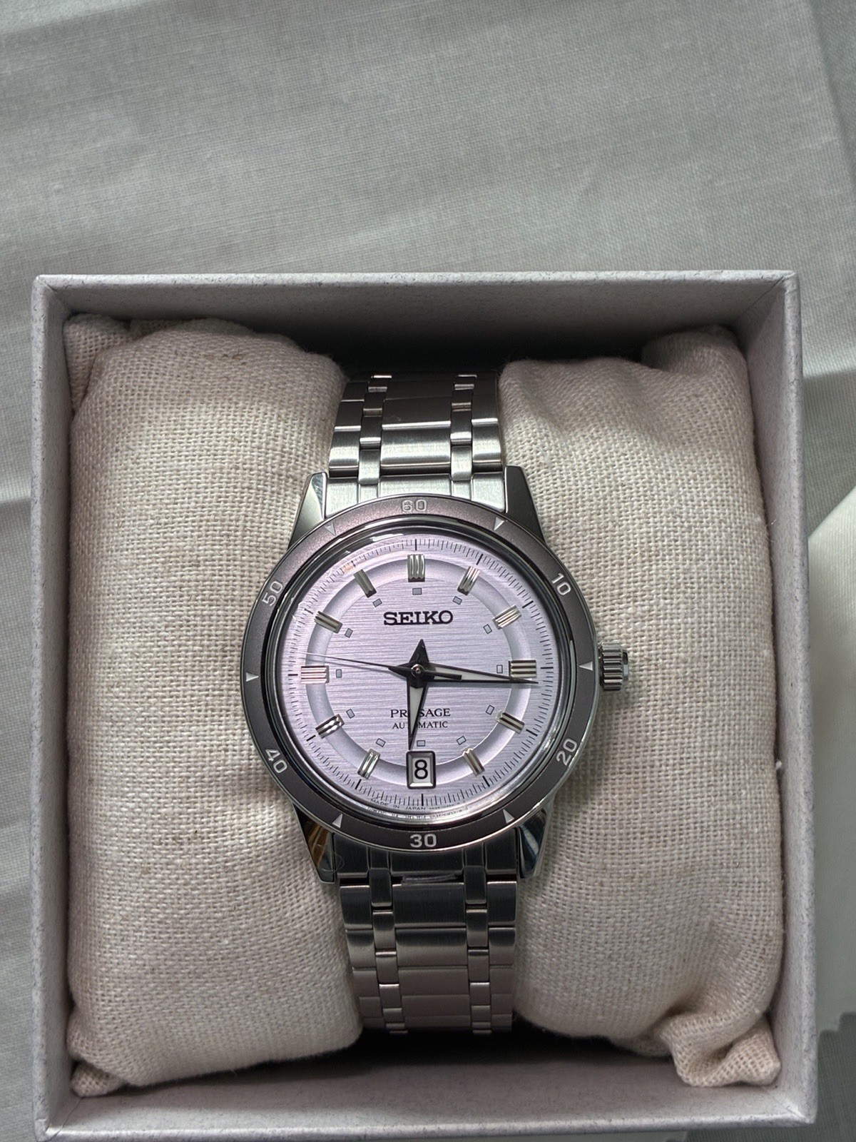 SEIKO PRESAGE SARY267 Mechanical Automatic Watch Silver Violet Dial 39.5mm