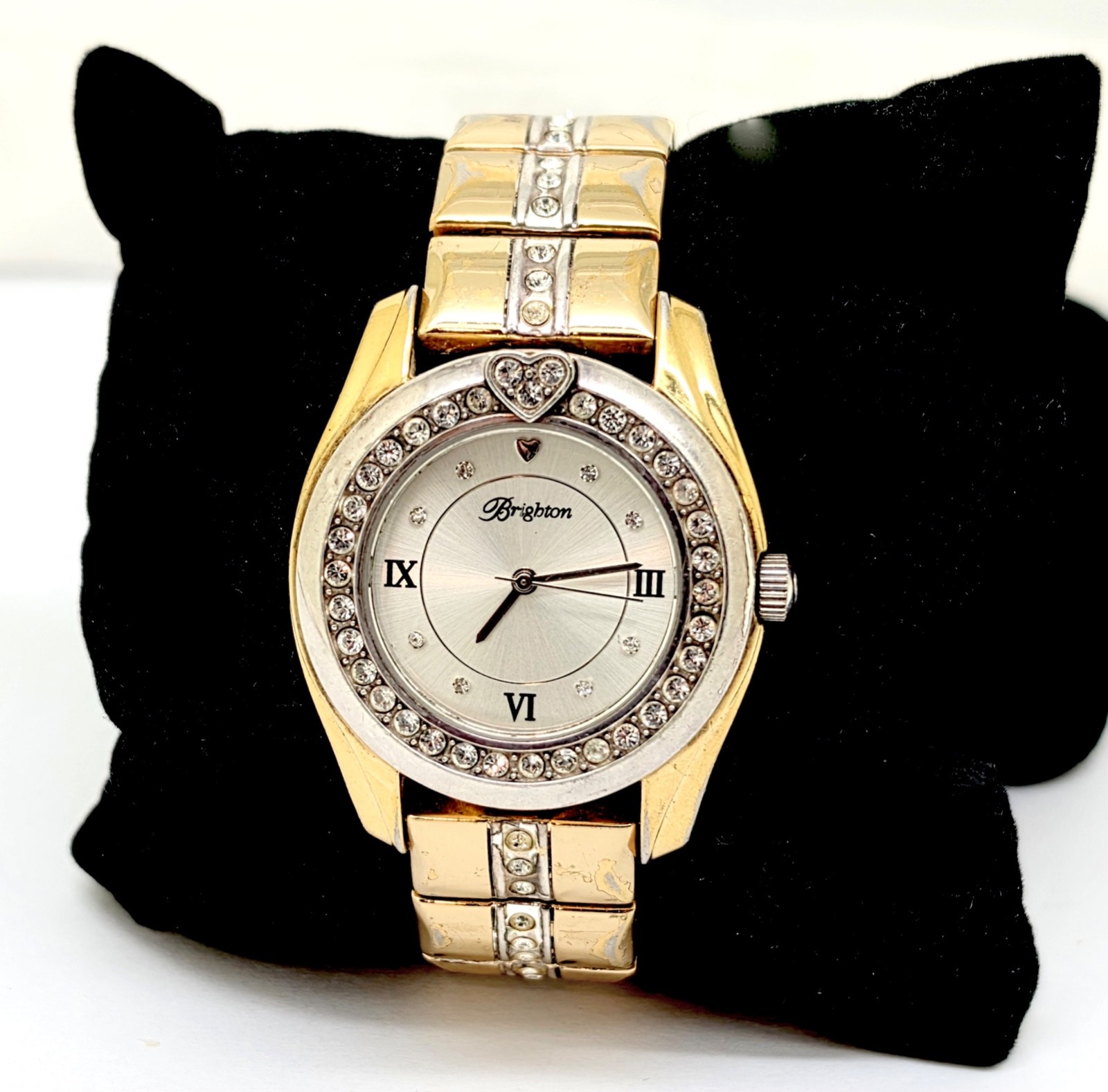 BRIGHTON DANA POINT GOLD TONE CRYSTAL WRISTWATCH, SERVICED,RUNS,VERY GOOD