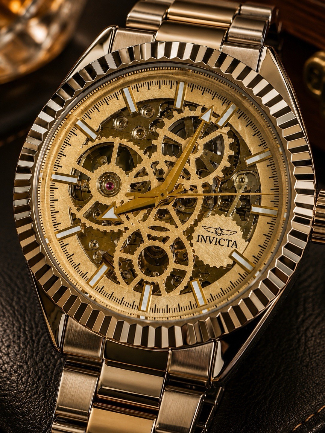 Invicta Objet D Art AUTOMATIC Men’s Watch Gold Tone Skeletonized Dial 43mm 69752