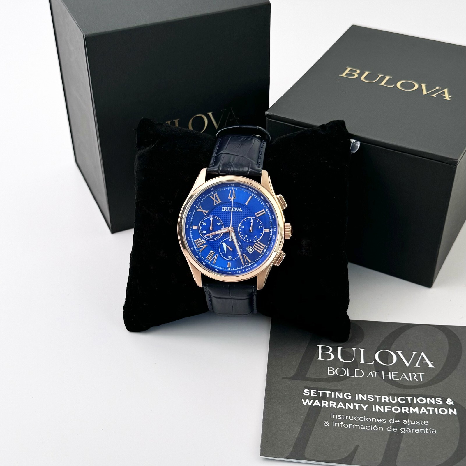 BULOVA 97B170 Wilton Men’s Classic Watch Leather Strap Quartz chronograph 46.5mm