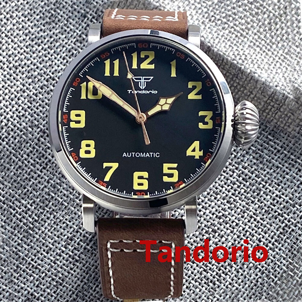 46.5mm Tandorio Sapphire Glass NH35A PT5000 Auto Movement Big Men Watch Luminous