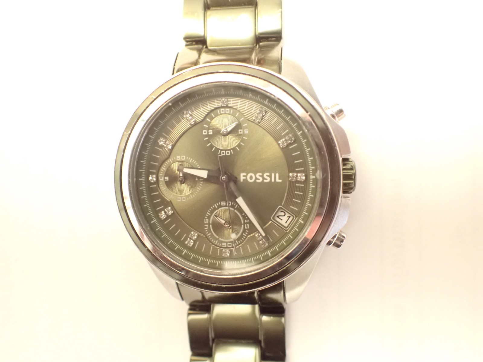 FOSSIL ES-2917 Quartz All SS Chrono Unisex Wristwatch