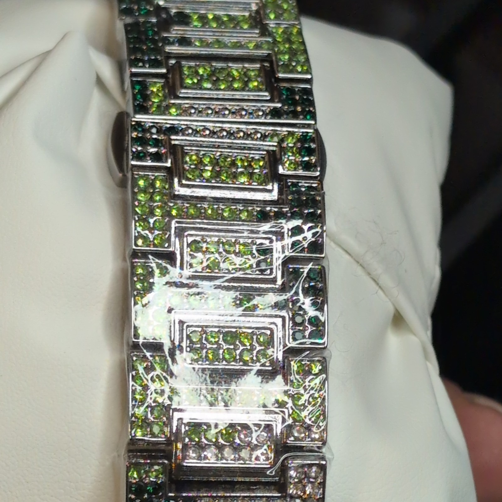 Activa X Invicta Mens Watch 51mm Silver Tone Camo Green ICE Bling ACW4019-006