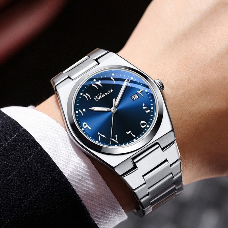 CHENXI Men Eastern Arabic Numerals Dial Luminous Calendar Business Quartz Watch