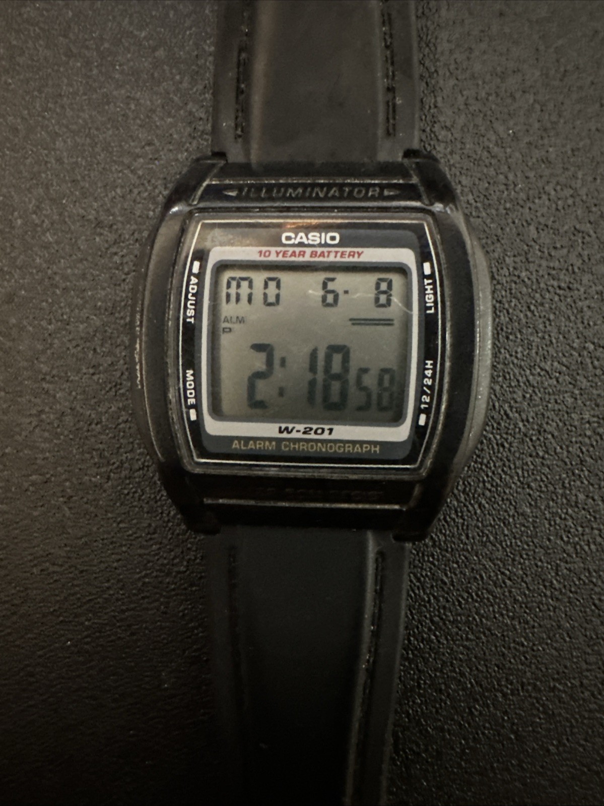 Men’s CASIO Illuminator Watch Black VTG Alarm Chronograph Sport, 36mm, W-201 – A