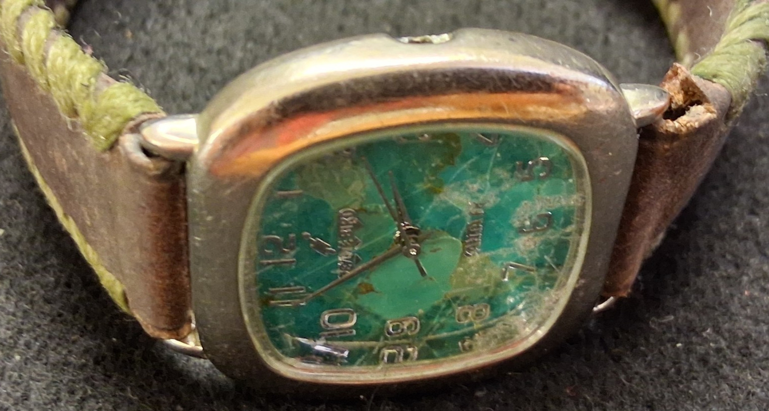 PEYOTE BIRD SANTA FE WRISTWATCH SOUTHWESTERN LOOK TURQUOISE DIAL WATCH BROKEN
