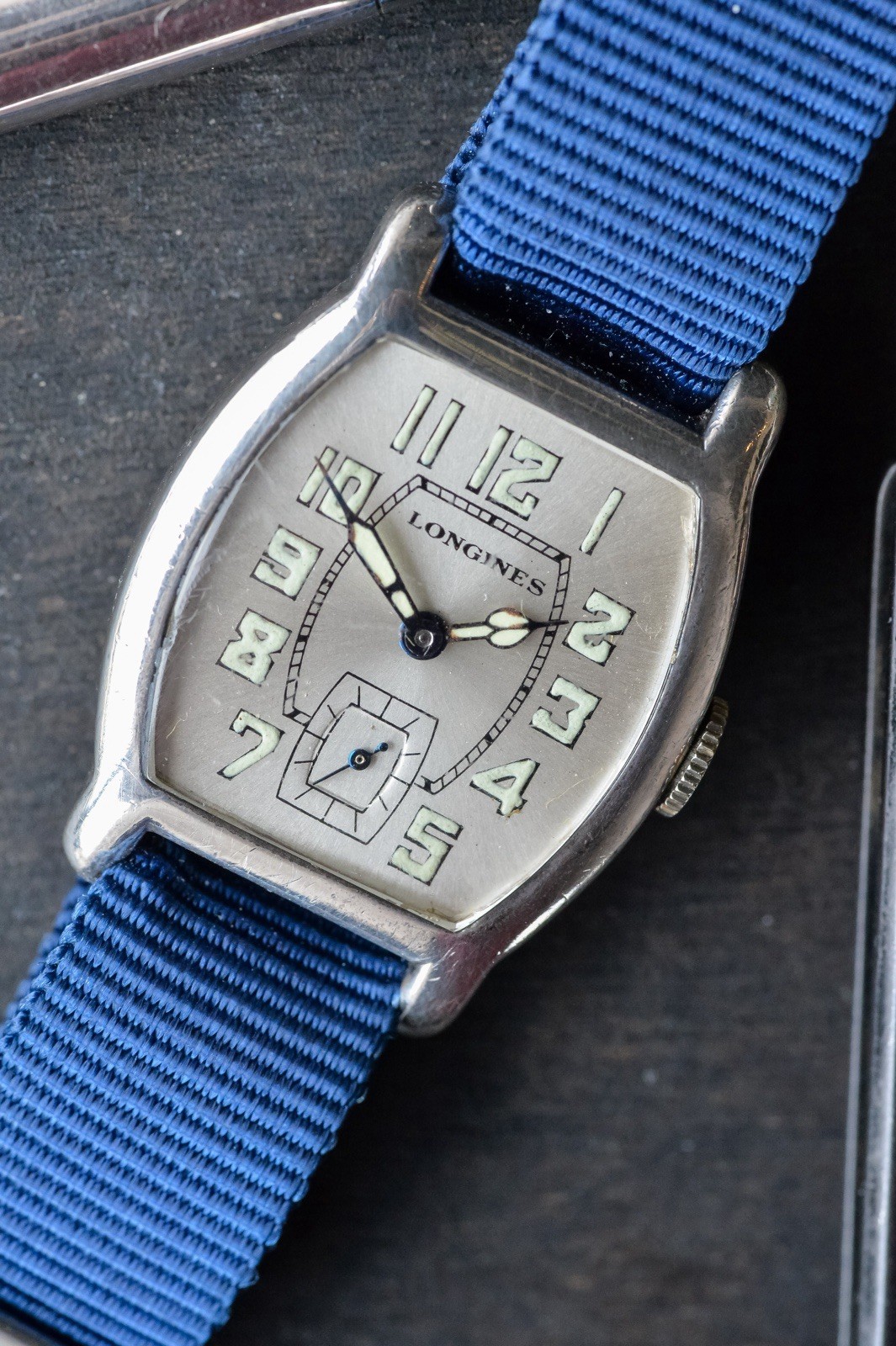 Vintage LONGINES Tonneau “Barrel” Shape Silver Case 1900’s Military Manual Watch