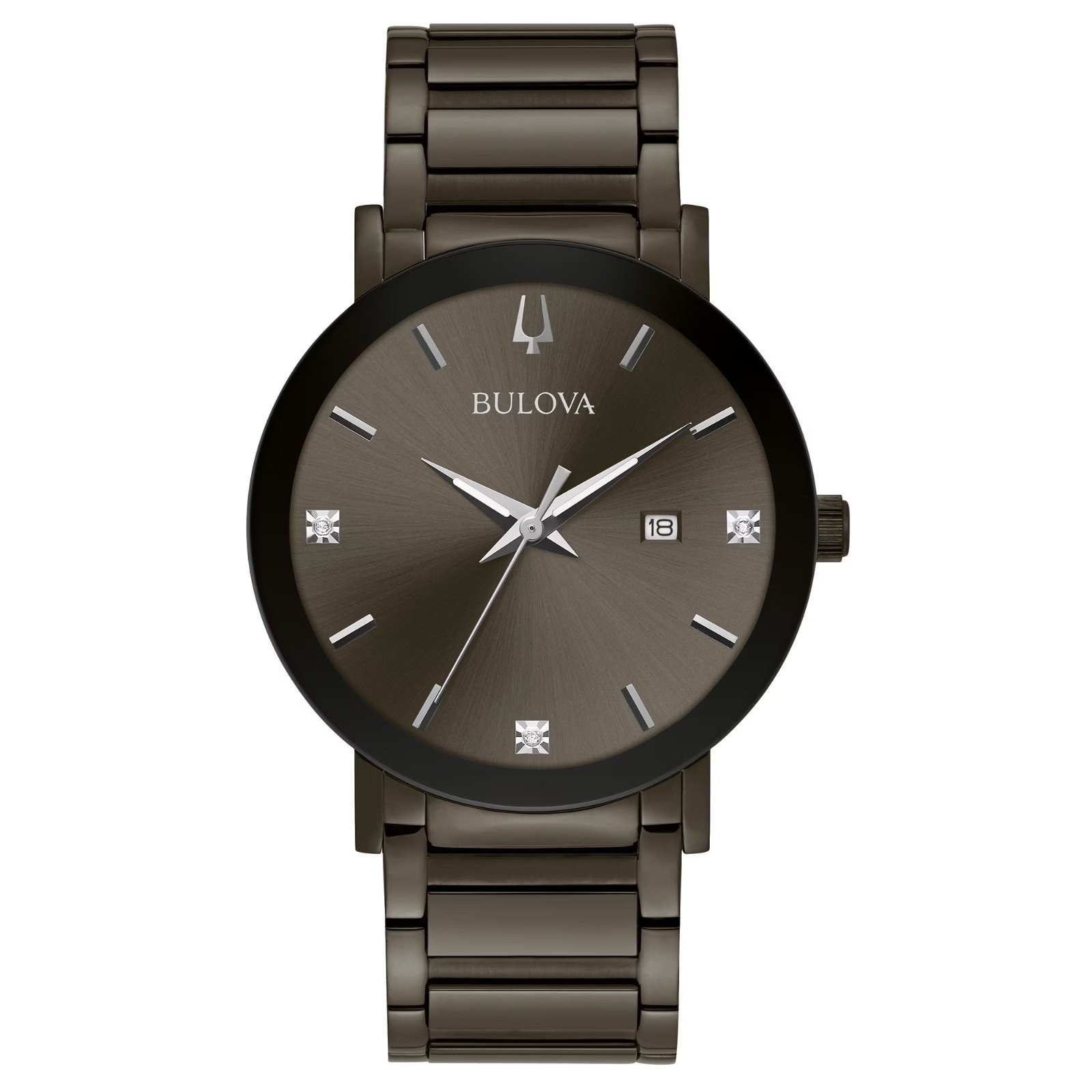Bulova Millennia Stainless Steel Diamond Accent Gray Dial Men’s Watch 98D158