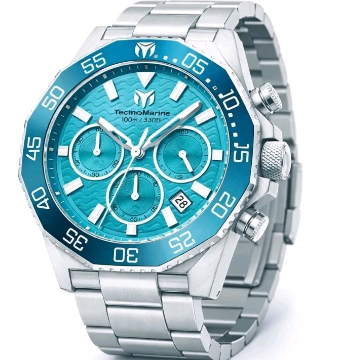 TechnoMarine Mare Vivo TM-225089 Men’s 44mm Blue Dial Steel Chronograph Watch