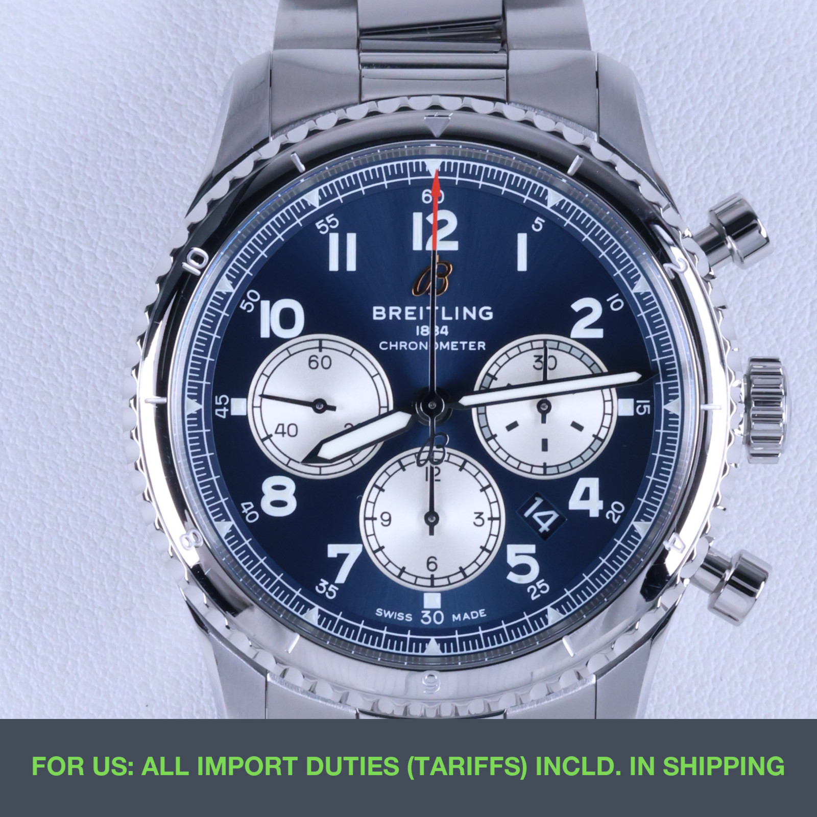 Breitling Aviator 8 B01 Chronograph 43 AB0119131C1A1 43mm Blue Dial Full Set