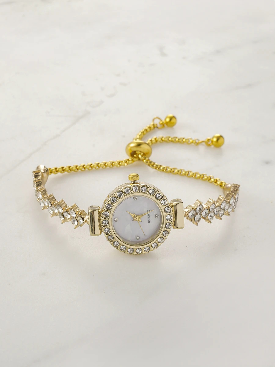 Women’S Crystal Rhinestone Fashion Quartz Bracelet Watch, Elegant Dress Watch