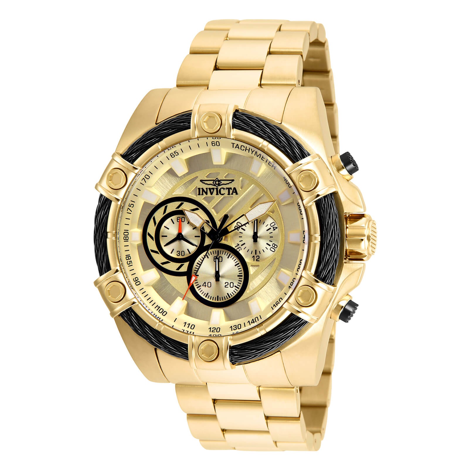 Invicta Men’s Chronograph Watch – Bolt Gold Dial Yellow Gold Bracelet | 25515