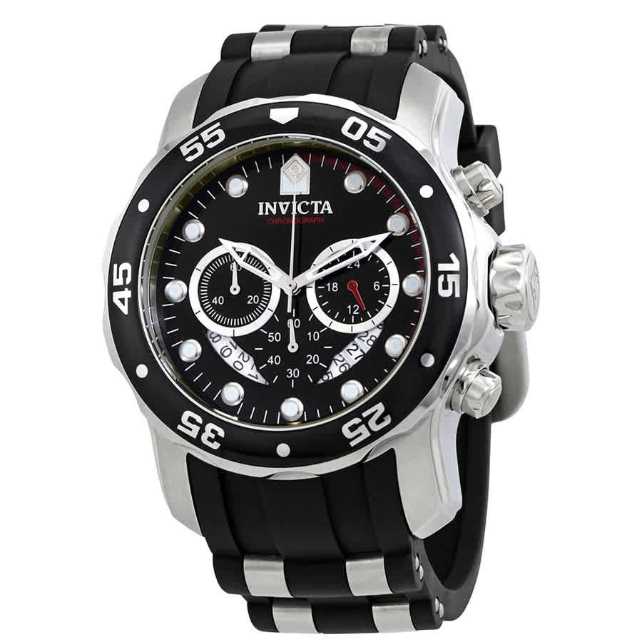Invicta Men Pro Diver Ocean Master Chronograph Black Dial Black Rubber Watch