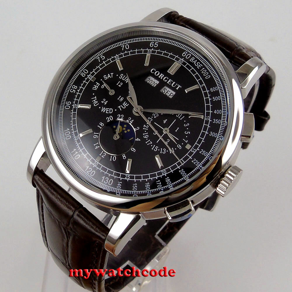 42mm corgeut pink dial multifunction Sea-gull 1655 automatic mens watch