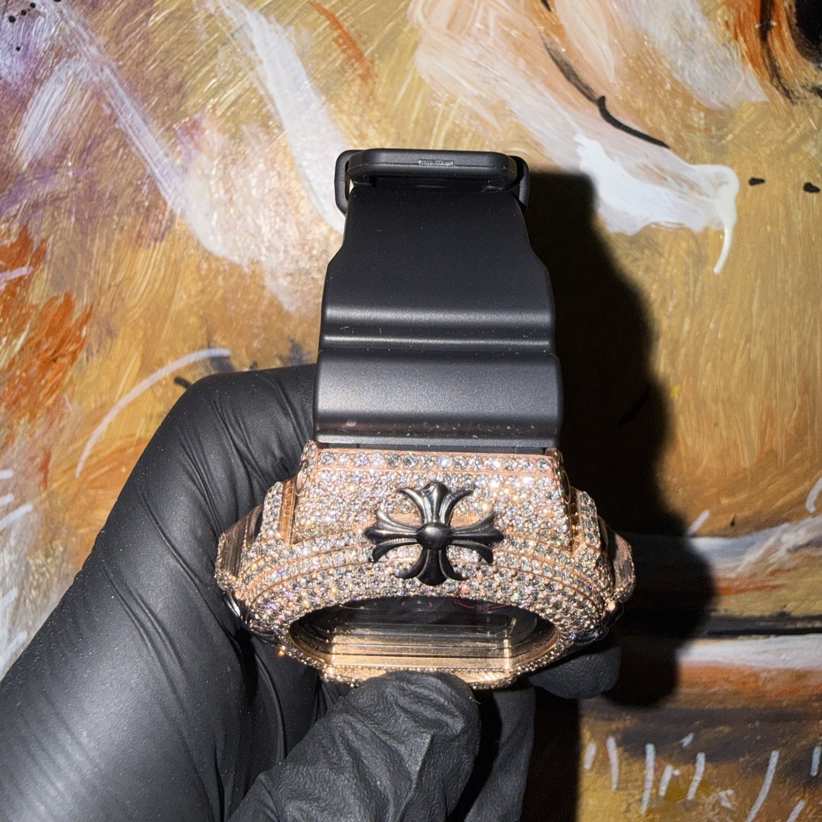 G-SHOCK DW6900 Digital Quartz Custom Iced out. CVD Lab Diamond Chrome inspired.