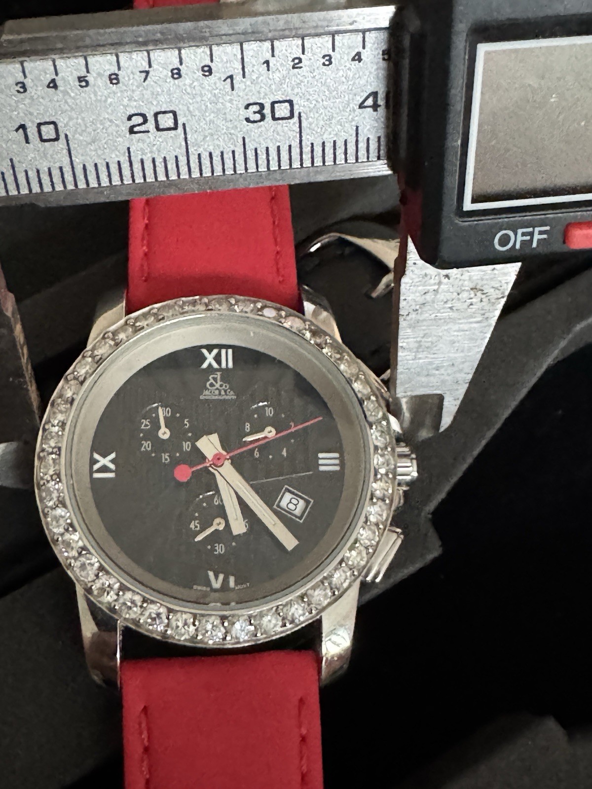 JACOB AND CO CHRONOGRAPH WATCH 38mm Diamond Bezel Complete Box Extra Str G2U