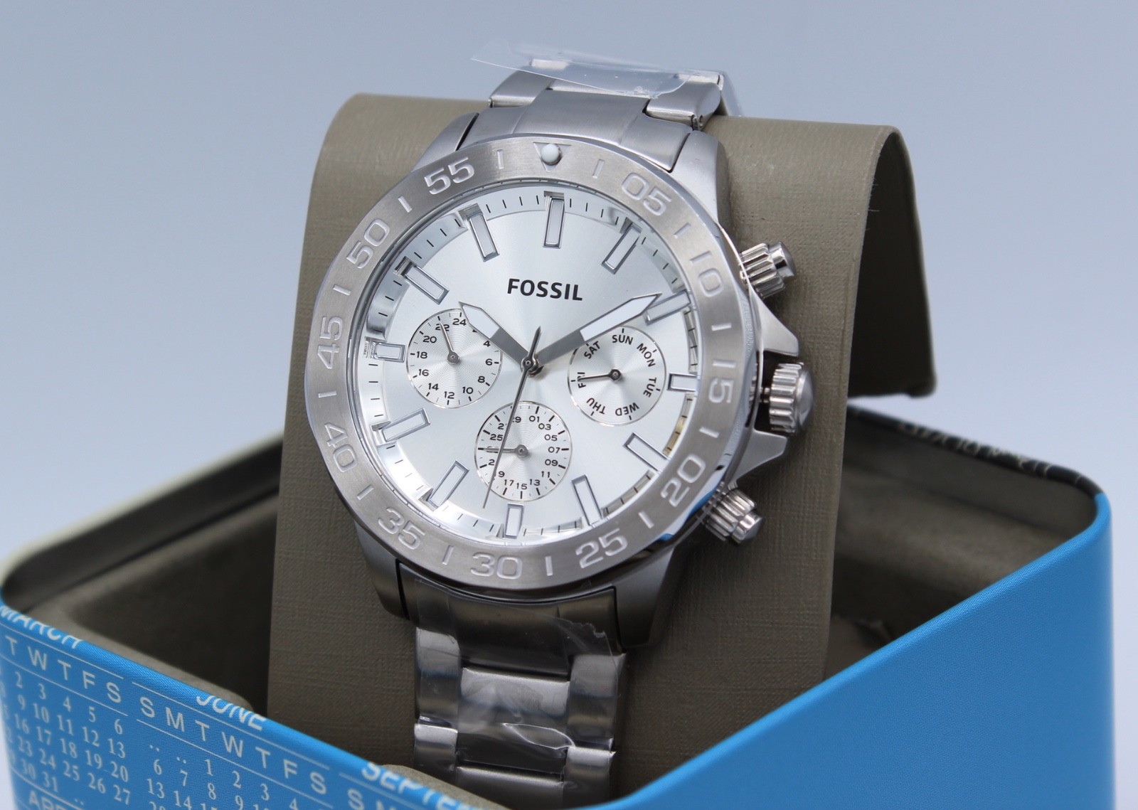 NEW AUTHENTIC FOSSIL BANNON MULTIFUNCTION CHRONOGRAPH SILVER BQ2490 MEN’S WATCH