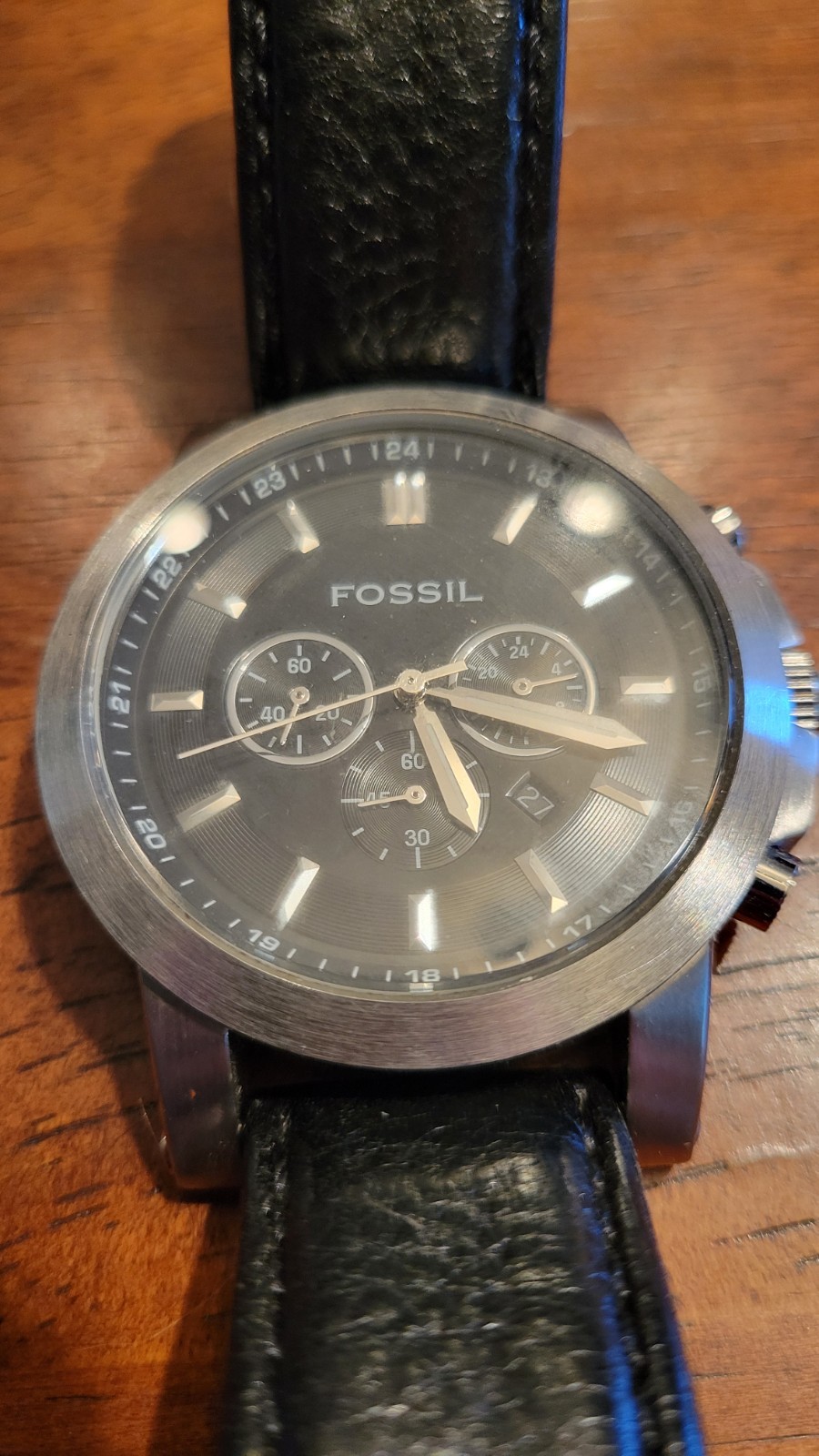 Fossil Arkitekt Men’s Watch NWT Silver Tone Black Chronograph FS4247