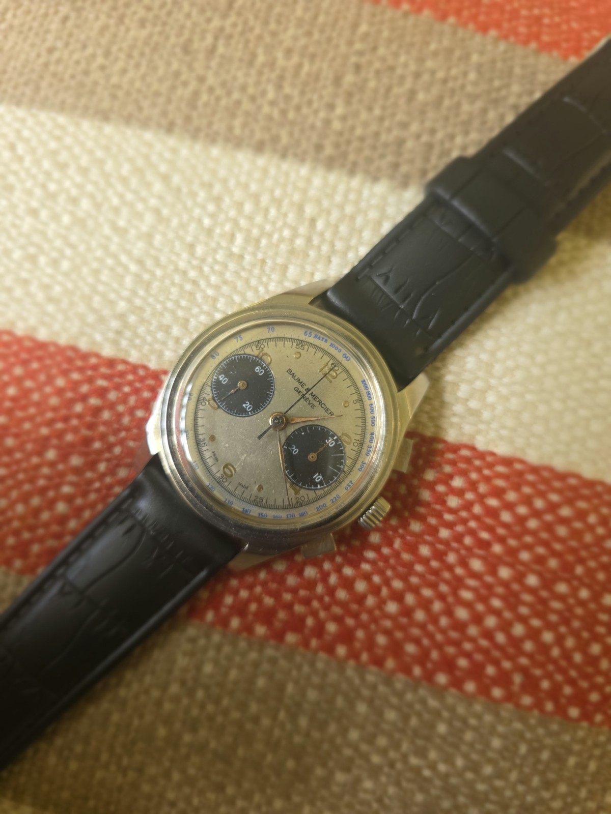 Baume & Mercier Chronograph Watch Landeron 148 Manual Chronograph Rare SERVICED