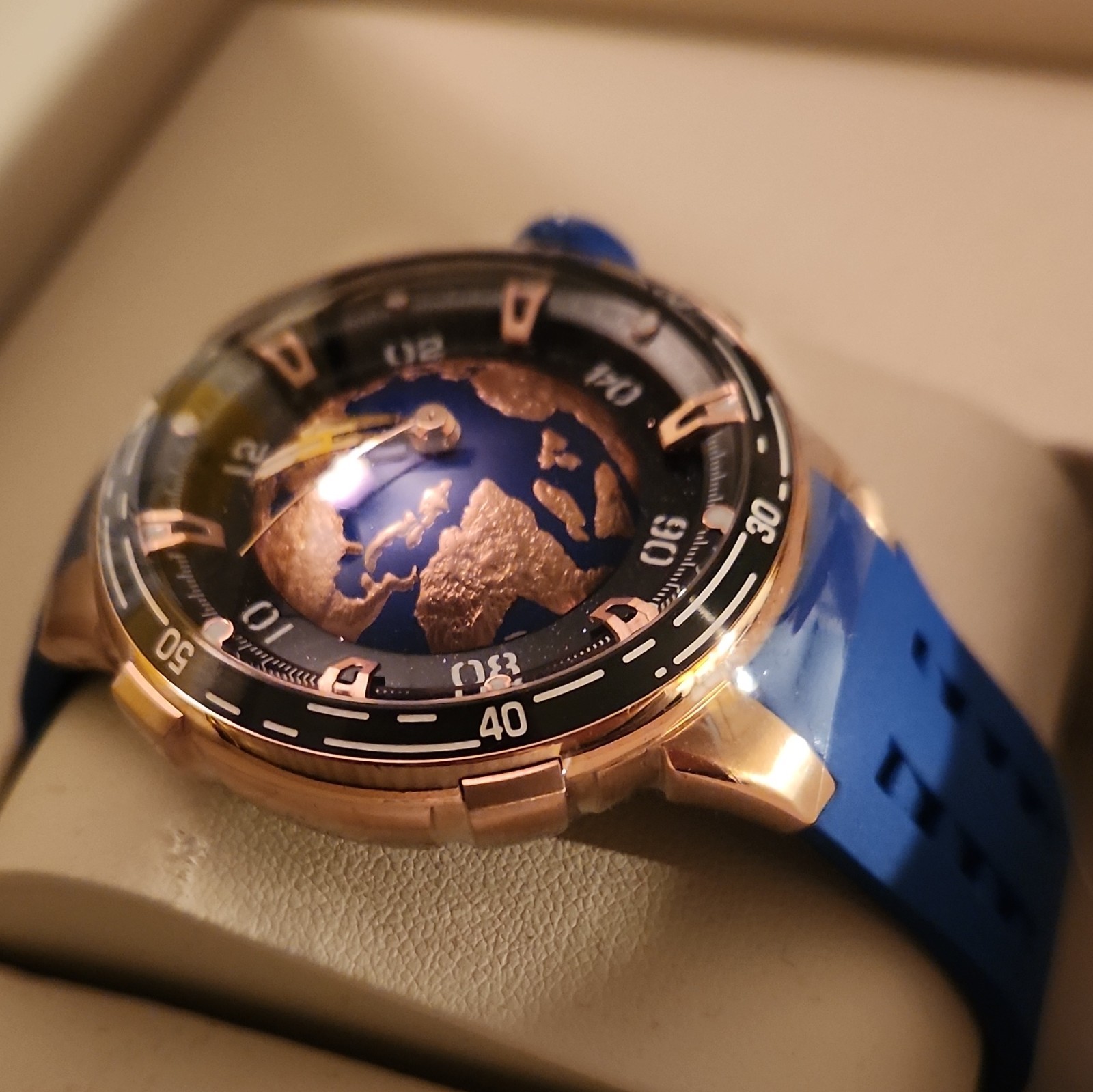 Invicta Celestial Earth Limited Edition Quartz Watch Blue Silicone Band!