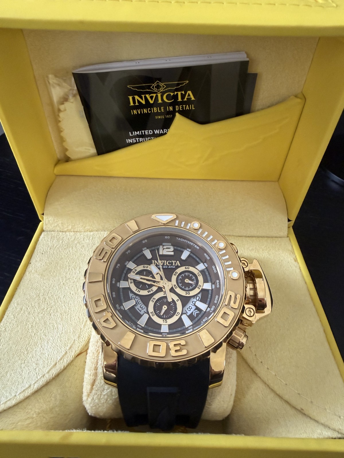 Invicta Sea Hunter Mens Quartz 58mm – Model Number 32622 Black Gold