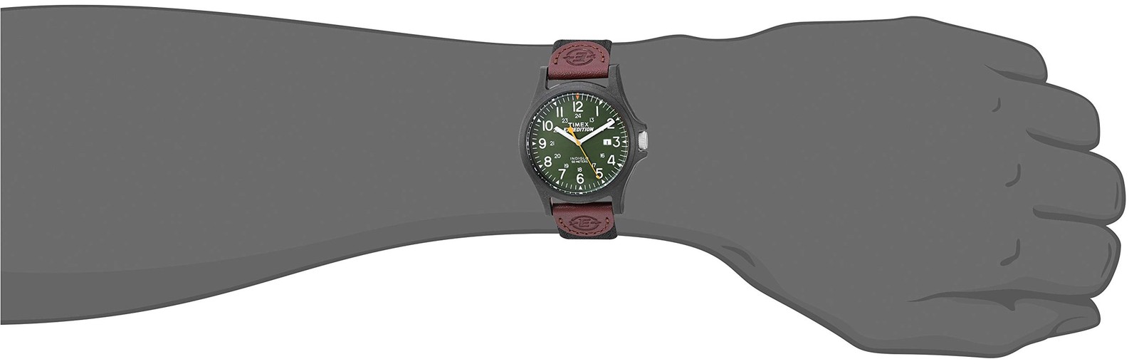 Timex Men’s TWF3C8430 Expedition Analog One Size, Black/Brown/Dark Green