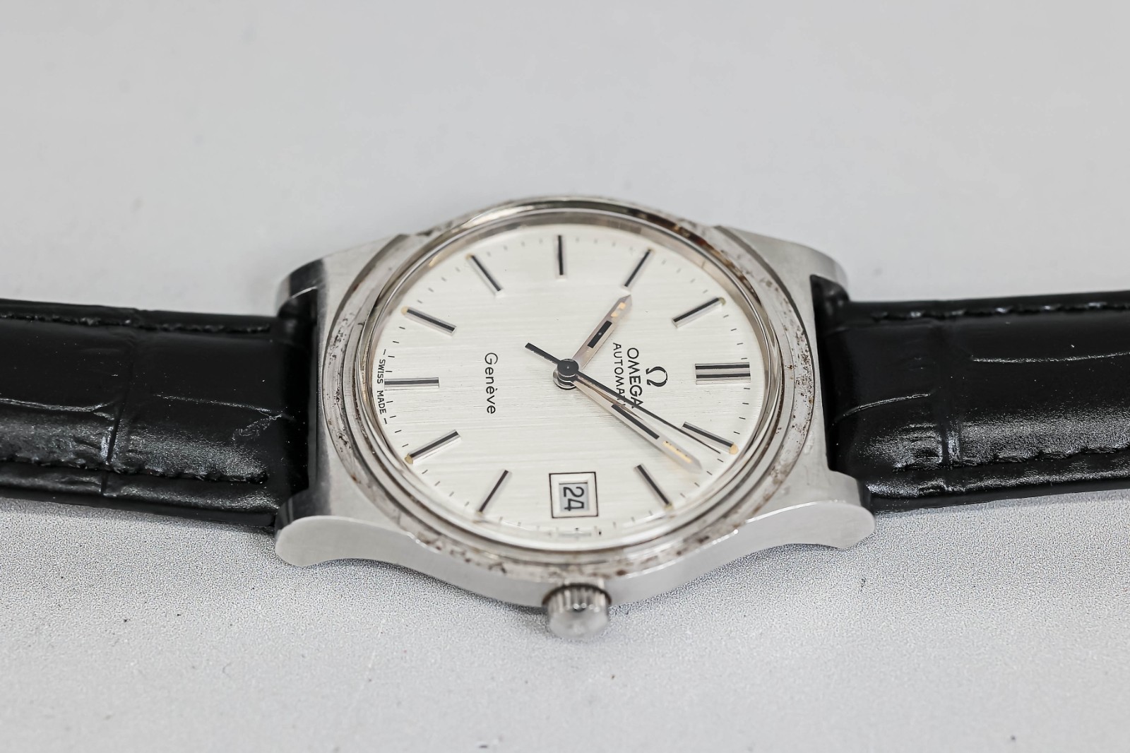 **Working! for As-is** Vintage OMEGA Geneve Cal.1012 Automatic Silver 36mm Men’s