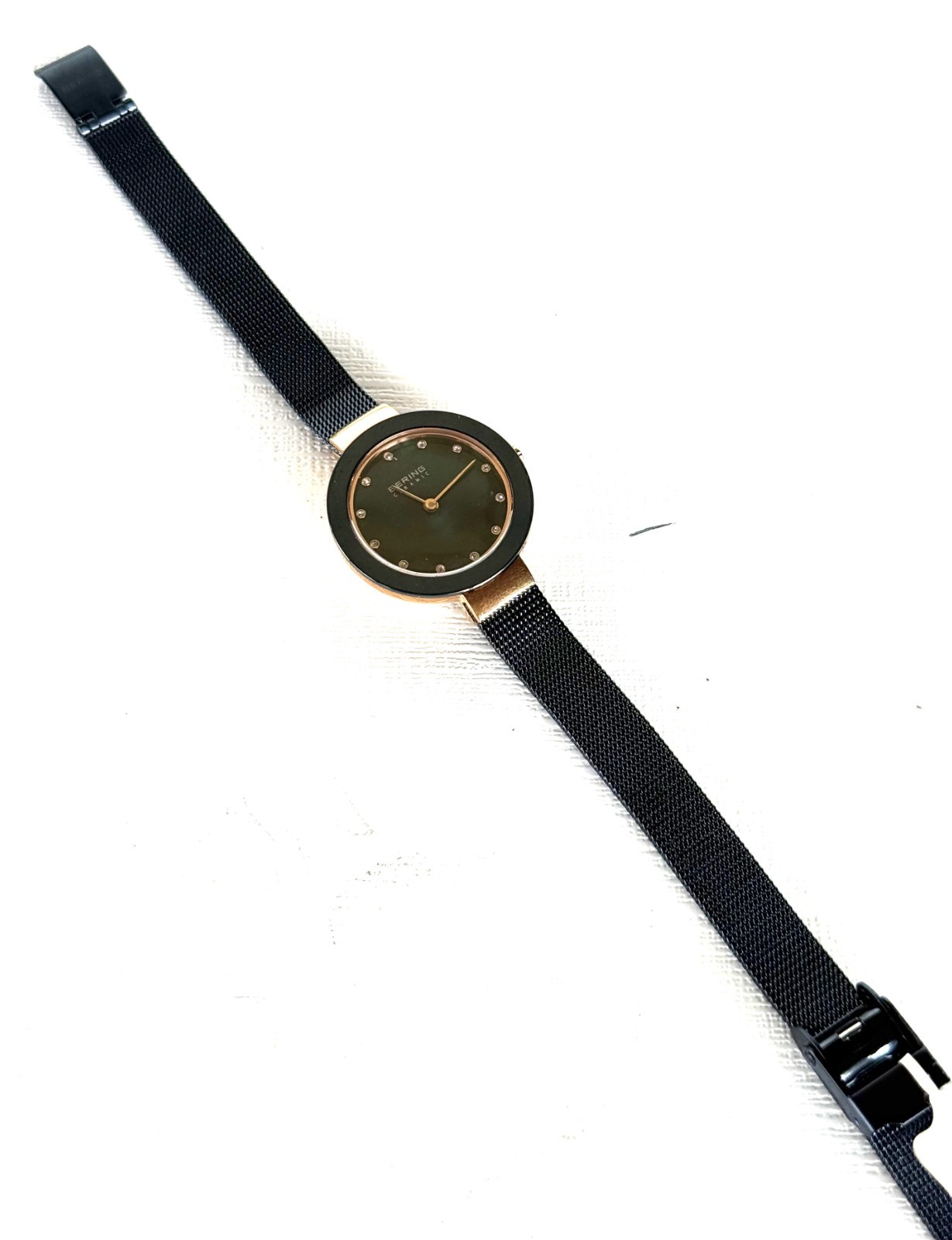 Bering Watch Ceramic Rose Gold Blue Bracelet Saphire Crystal 11429367 *dsp